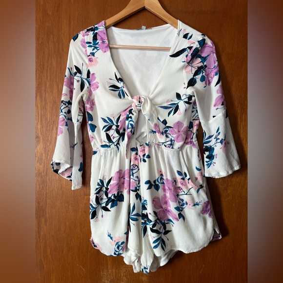 Charlotte Russe Tops - Charlotte Russe White, Pink and Blue Floral Romper
